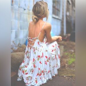 Free People Circle of Flowers Tie Back Slip Dress Size Medium